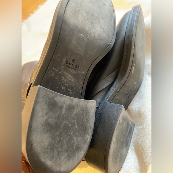 Gucci black leather gold horse bit boots - Picture 8 of 9